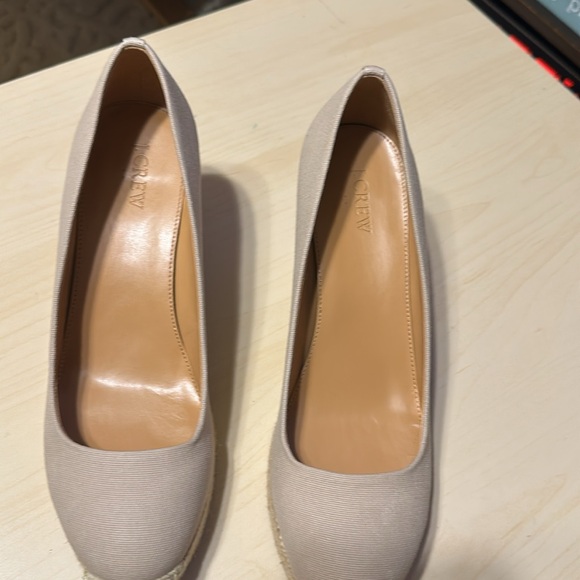 NWOT J. CREW CANVAS ESPADRILLE WEDGE SHOES SIZE 9.5 COLOR FLAX - Picture 4 of 11